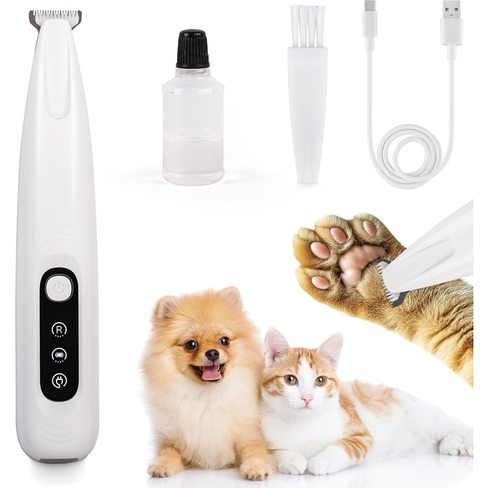 Триммер для собак ALL FOR PAWS з LED-підсвічуванням – 18 мм, тихий (35 дБ), вологостійкий (IPX4), USB, для стрижки лап, вух, обличчя та задньої частини тіла