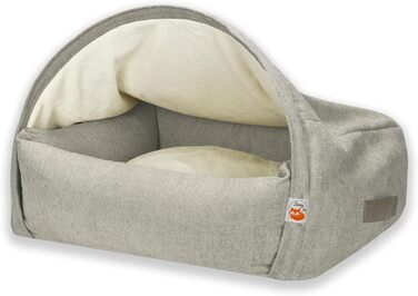 Крісло-печера для собак та котів Sleepy Fox® Premium - Крісло-гніздо, кремове жакардове покриття, розмір Small (65x55x40 см)