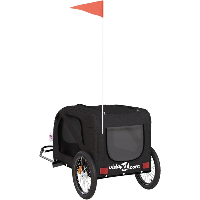 Причіп для велосипеда для собак, чорний, Oxford-тканина та метал. Причіп для велосипеда, вантажний причіп - 93884