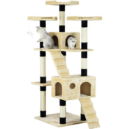 Дряпка для котів Go Pet Club, 84x56x183 см, бежево-чорна