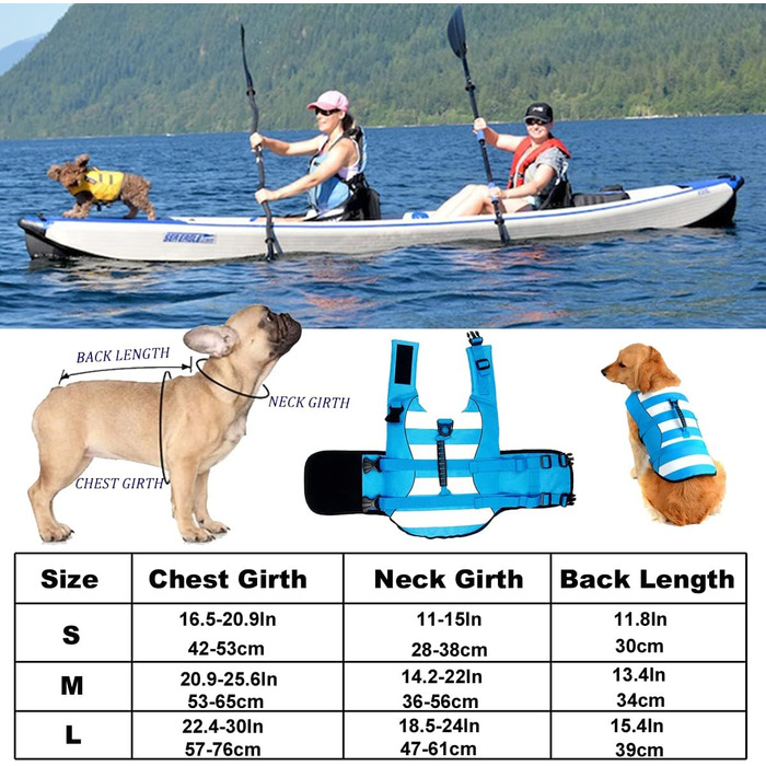 Жилет для плавання собак, блакитний, з Airbag та світловідбиваючими смугами (M)