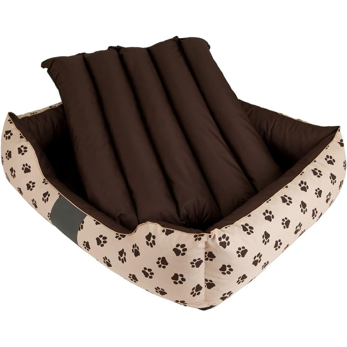 Крісло-ліжко для собак, лежанка для тварин XXL 110x90 см, бежева з лапами