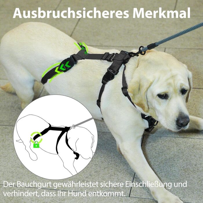 Пауерлд: Безпечна шлейка для собак, анти-тяга, паніка-шлейка, захист від втечі, регульована, дихаюча жилетка для собак (Чорний, XL) Екстра велика (упаковка з 1) Чорний