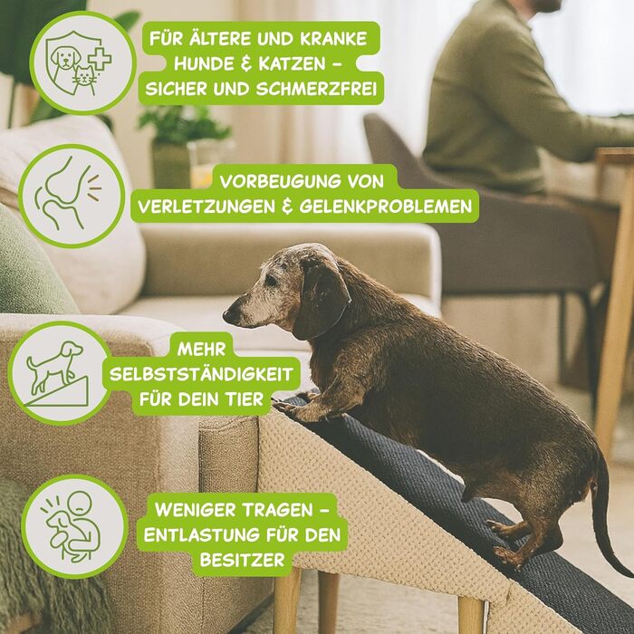 Сходи для собак Outentin – розкладні, з неслизьким покриттям, для маленьких та великих собак, до дивану та ліжка, стабільні, складані, 36 см, сірий графіт