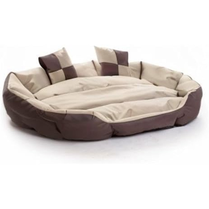 Крісло-лежанка для собак та котів ESTEXO, лежанка для тварин, м'яка, антиковзаюча, 110x80x23 см, коричневий/бежевий