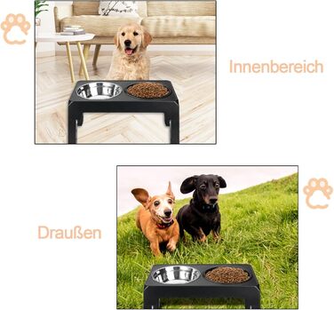 Підвищена годівниця для собак з регулюванням висоти, 4 положення, 2 миски з нержавіючої сталі та 1 миска для повільного годування, станція для годування собак великих, середніх та маленьких порід