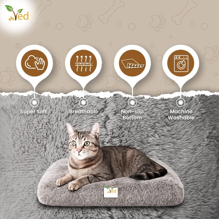 Заспокійливе ліжко для собак Mittel – М'яка анти-тривожна лежанка для тварин, підходить для переносок, миється, з антиковзним дном, сірий колір, (75 x 50 x 7 см)