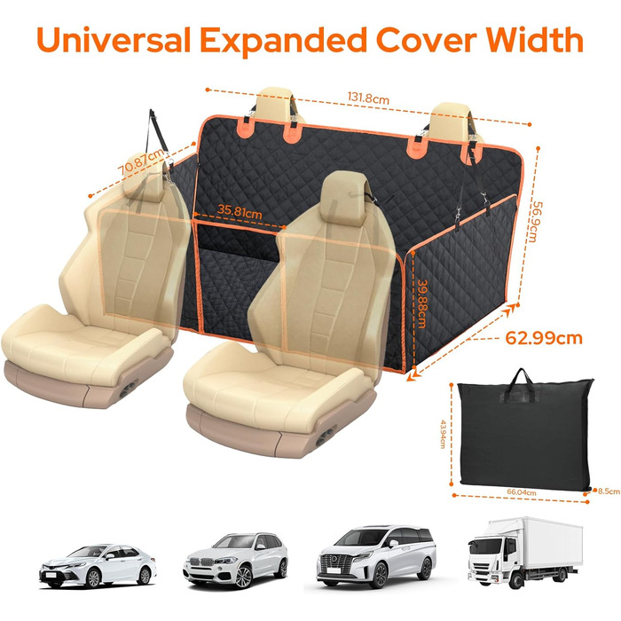 Захист для заднього сидіння автомобіля для собак: водовідштовхуючий килимок, універсальний для всіх авто, SUV та багажника, з металевим кліпом