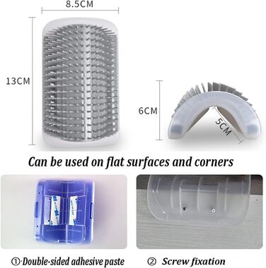 Щітка для котів, самостійний грумінг, для довгошерстих та короткошерстих котів, гребінець для догляду за шерстю, гачок для дверей, ніжок столу, кутів, маленька щітка для котів (рожевий, 8.5x13 см) 8.5x13 см Рожевий