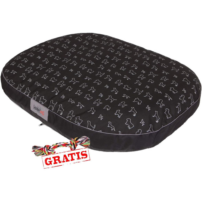 HobbyDog Овальне лежанка для собак MOWCWP2 з подарунком Spieltau, лежанка, килимок для собак, місце для відпочинку, різні розміри (XL 108 x 85 см)