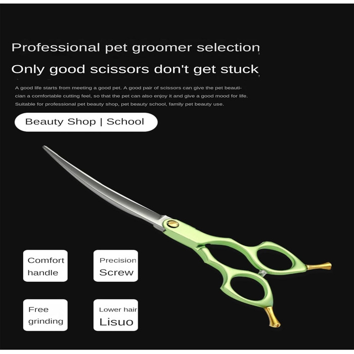Ножиці для грумінгу собак та котів 7.5 дюймів, професійні ножиці для грумінгу з нержавіючої сталі 440C, ергономічні ручки з алюмінію (рожевий+сірий)