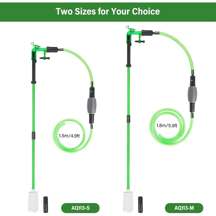 Сифон для акваріума AQQA: очищувач ґрунту, 3-в-1, до 60 см