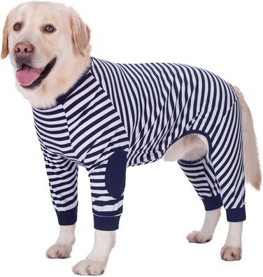 Піжама для собак, комбінезон, одяг для собак середнього та великого розміру, дихаючий, з блискавкою, м'яка бавовна