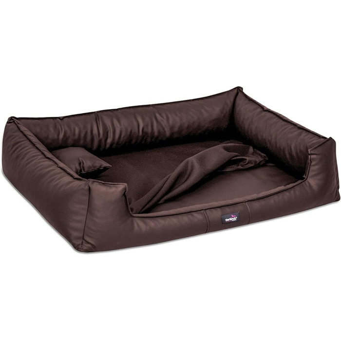 Ортопедичне собаче ліжко Tierlando® Goofy Easy CLEAN з штучної шкіри з захистом для матраца – для середніх та великих собак, 160x110 см, колір: коричневий