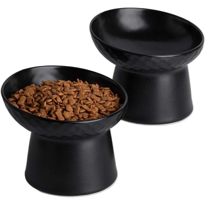 Керамічна годівниця для котів з підняттям, нахилена, для їжі та води, без стресу, запобігання зворотному потоку, придатна для миття в посудомийній машині та мікрохвильовій печі, без свинцю та кадмію