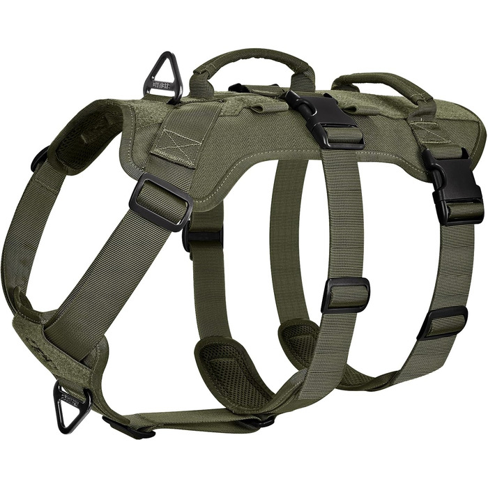 Шлейка для собак OneTigris T-Bone тактична, зелена, M (14-27 кг) - для полювання, прогулянок, тренувань