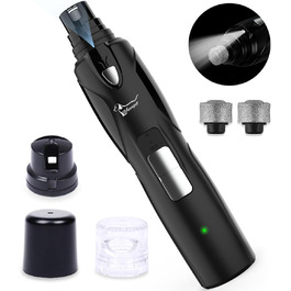 Електричний точило для когтів собак та котів з LED-підсвічуванням та 2 колесами. Безшумний точило для когтів з LED-підсвічуванням. Білий/Чорний.