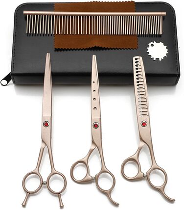 Набір професійних ножиць для собак 3 в 1, для грумінгу собак, котів та інших тварин (жовтий)