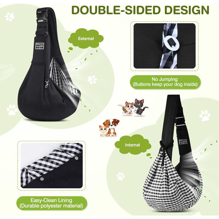 Переноска для собак та котів ALLSOPETS - reversible модель, з відділенням для зберігання. Ідеальна для маленьких собак та котів, подорожей та активного відпочинку (чорний колір)