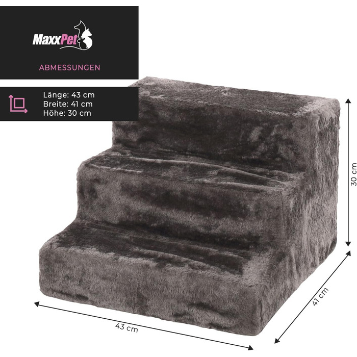 MaxxPet Сходи для собак і котів, складані, 43x41x30 см, для ліжка та дивану, сірі