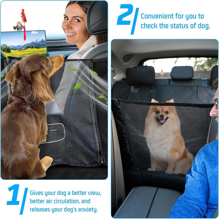 Захисний килимок для собак у машину Amexo, 137x147 см, чорний. Захист заднього сидіння, водовідштовхувальний, стійкий до подряпин, з віконцем.