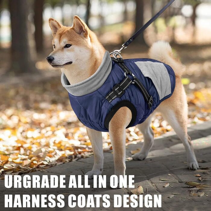 Тепла куртка для собак Mosucoir, водонепроникна, світловідбиваюча, для зими, комфортна, для середніх та великих собак (Marineblau, XXL)