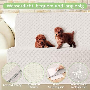 Водонепроникний коврик для собак, 137 x 208 см, килимок для домашніх тварин, ковдра для собак, неслизький, міцний, багаторазовий, можна прати в пральній машині, захист для дивану, ліжка, автокрісла, темно-сірий (Бежевий, S (76x190 см))