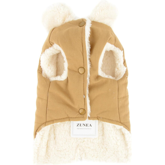 Зунеа - тепла куртка для собак маленьких порід, флісова підкладка, для цуценят, зимовий одяг з кільцем для повідка, захист від холоду, жилетка, розмір L, зелений (хакі)