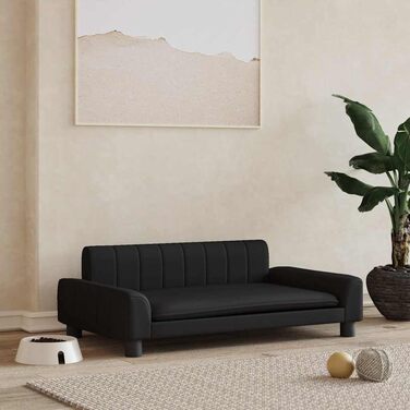 Лягушка для собак, м'яка подушка для собак, диван-софа для собак, лежанка для маленьких собак, лежанка для домашніх тварин, лежанка для котів, чорна штучна шкіра, 90 x 53 x 30 см, чорний колір