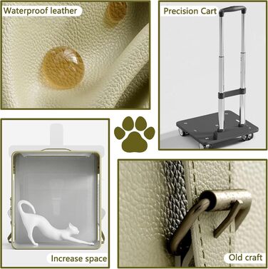 Рюкзак для тварин Galatée з колесами, візок для домашніх тварин, сумка для подорожей з собакою знімні колеса, рюкзак для собак з сітковими вентиляційними вікнами (білий)