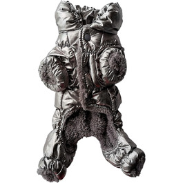 Флісовий комбінезон для собак, куртка для собак, степна, для холодної погоди, розмір S, сріблястого кольору