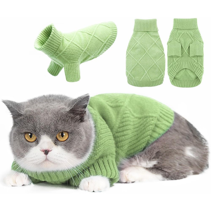 Пуловер для собак EMUST великих порід, еластичний, з рукавами, теплий роллік для осені та зими, зелений XL