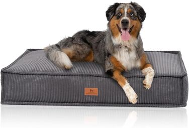 М'який лежак для собак Lesedi Cord з ручною в'язкою, 135x90 см, сірий - знімний, пральний чохол - для великих, середніх та маленьких собак