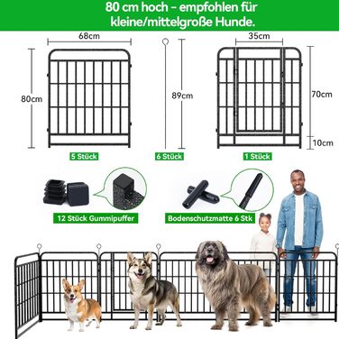 КіяГро вольєр для цуценят 544см, 8-секційний, розкладний, з дверцятами, для собак, котів, кроликів, для саду, без інструментів