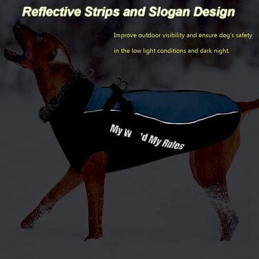 Зимовий теплий одяг для собак FeimaX: водонепроникна куртка з плюшем, світловідбиваючий жилет для маленьких, середніх та великих собак XL (Обхват грудей: 57 см, Довжина спини: 42 см), Колір: Синій