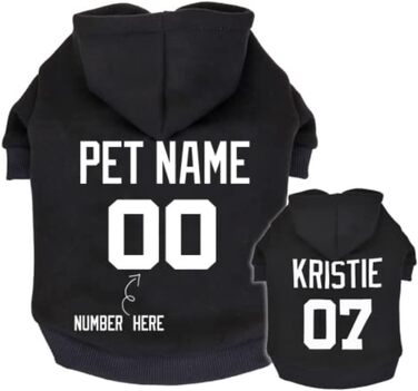 Персоналізований пуловер з капюшоном для собак, з іменем та номером, зимовий одяг для собак