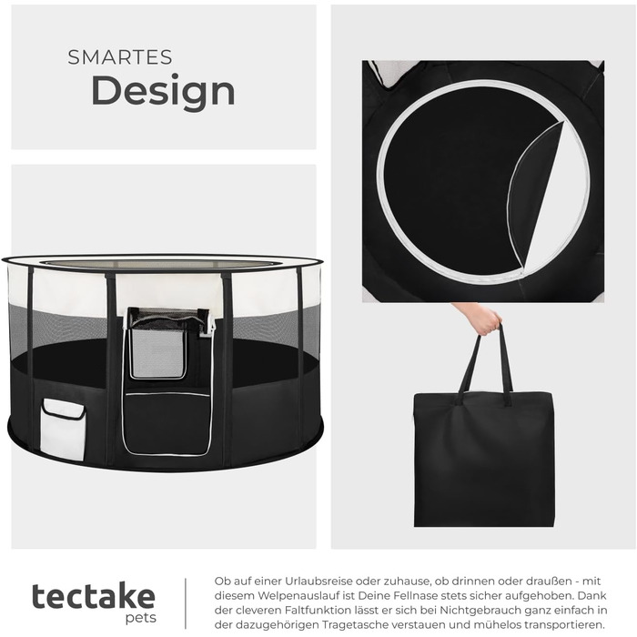 Тектейк® Вольєр для цуценят, аксесуари для собак, вольєр для собак складний, клітка для дрібних тварин (кролики, коти), вольєр для кроликів та морських свинок - Чорний | № 402438
