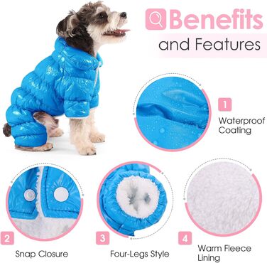 Зимовий одяг для собак AOFITEE: теплий костюм, куртка, жилет, костюм від снігу, водонепроникний, для маленьких собак, розмір S, колір: морська хвиля