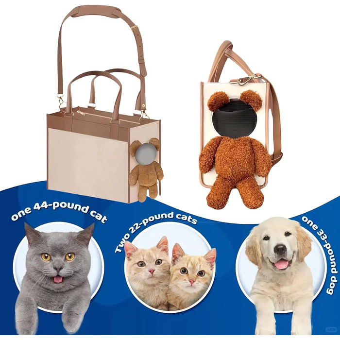 Модна сумка-переноска для собак та котів, з PU-шкіри, 38x29x18.5 см, Хакі