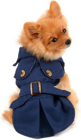 Тренч для собак, дівчаток та хлопчиків, водонепроникний, модний, з поясом, верхній одяг для осені та зими, одяг для цуценят, чихуахуа, йоркширського тер'єра, хакі, розмір XL, блакитний