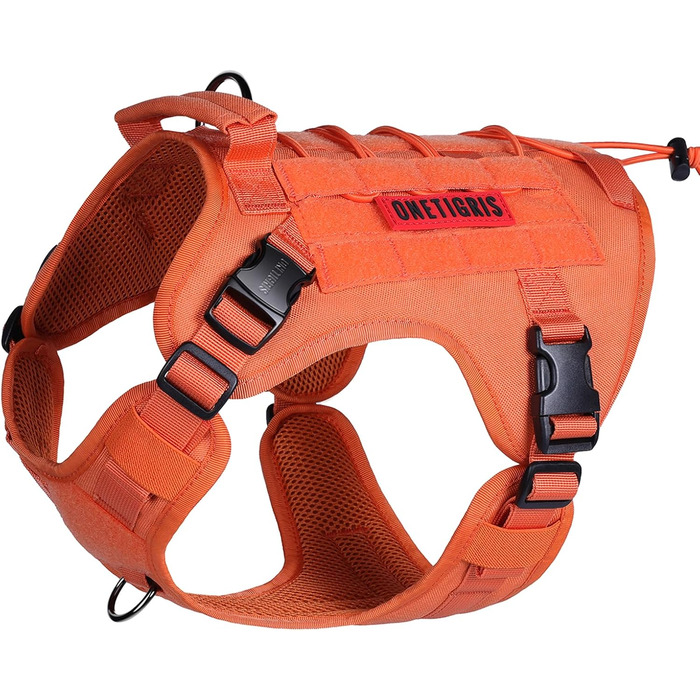 Тактичне обіднє для собак OneTigris Fire Watcher 2.0 з міцною металевою застібкою, ручкою, система кріплення OLLE-Klettsyste (L, Помаранчевий)