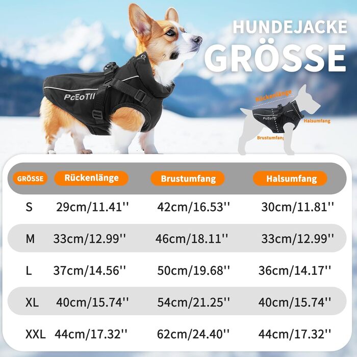 Водонепроникний собачий дощовик для маленьких собак, тепла світловідбиваюча куртка з шлейкою для зими, костюм для катання на лижах, бавовна, чорний собачий пуловер S