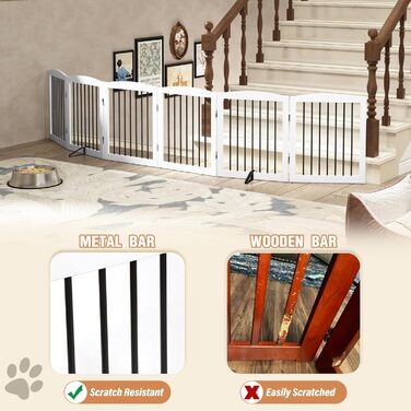 Гілка для собак HOLTICO без свердління, металево-дерев'яна, розкладна, біла, 3 панелі