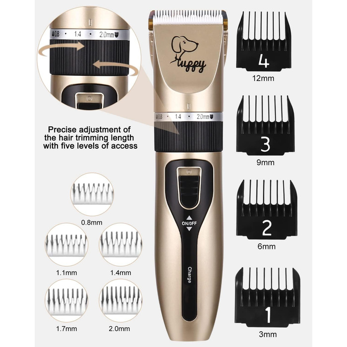 Електричний триммер для собак без дроту, машинка для стрижки шерсті собак, тиха, акумуляторна, для собак та котів
