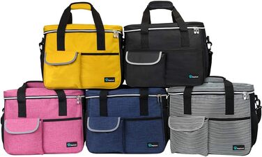 PetAmi Сумка-органайзер для собак та котів, дорожня сумка для годування з контейнерами та мисками, аксесуари для подорожей, подарунок для кемпінгу, сумка для переодягання (середня) - 14.5L x 8W x 12H, Чорний