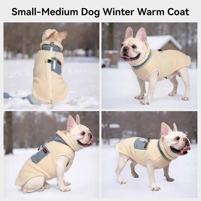 Теплий зимовий пуховик для собак FeimaX: вільний, з D-порогом, для маленьких та середніх собак (зелено-бежевий, S)