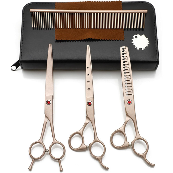 Набір професійних ножиць для собак 3 в 1, для грумінгу собак, котів та інших тварин (жовтий)