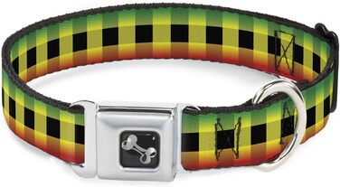Нашийник Buckle-Down Buffalo Plaid Rasta для собак, кістка, середній, 27,9–43,2 см