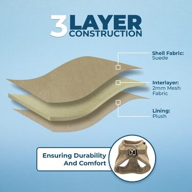 Нагрудник для собак Voyager Step-In з м'якого плюшу, розмір S (37-40 см) - Latte, Best Pet Supplies