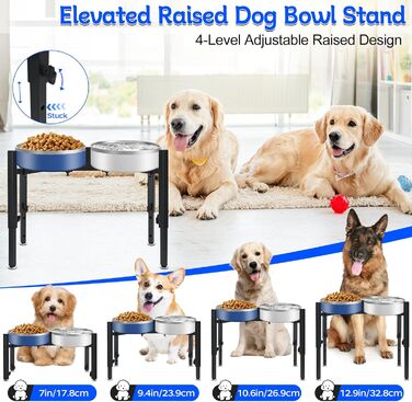 Підставка для корму для собак, регульована по висоті, металева, Quadrangle